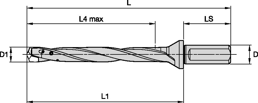 TDMX DRILL BODY D.788 8XD SL SHANK 1.00