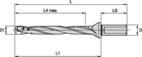 TDMX DRILL BODY D=16MM 8XD SL SHANK 20MM