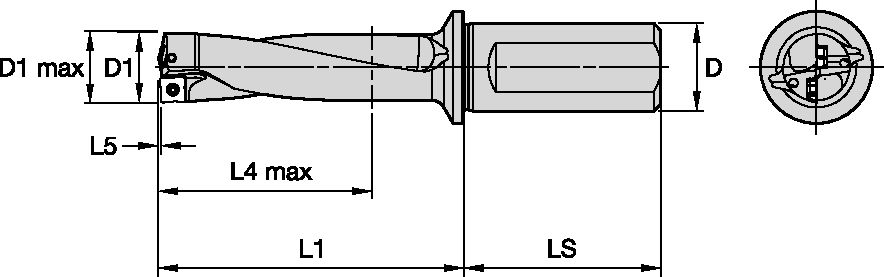 TCF BODY D=1.094IN 3XD SL SHANK 1.25IN