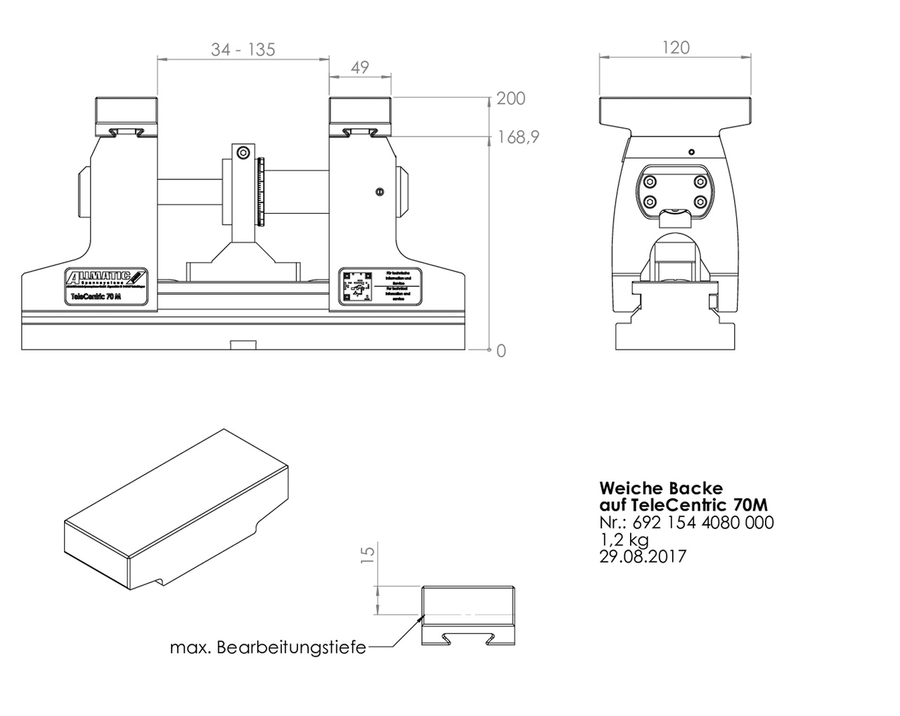 Soft jaw 120 mm mobile Steel