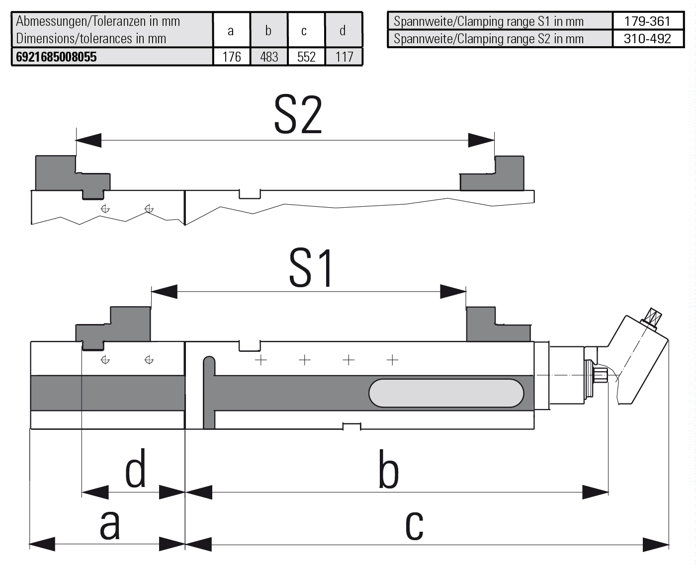 Clamping range enlargement