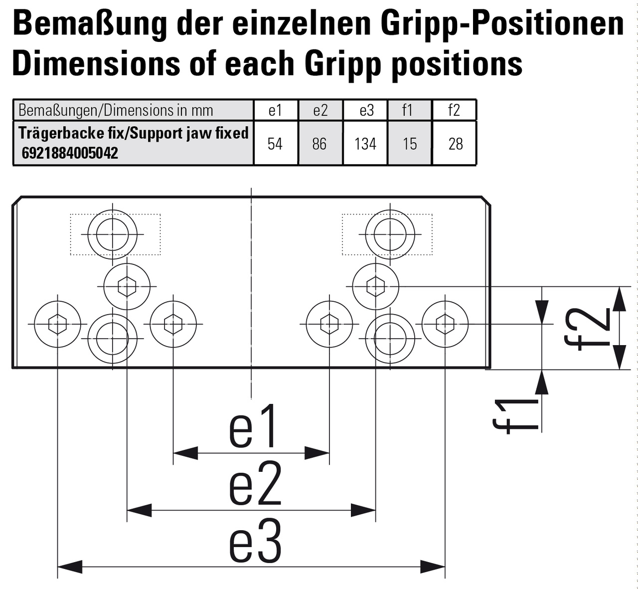 Support jaws for gripper studs fixed