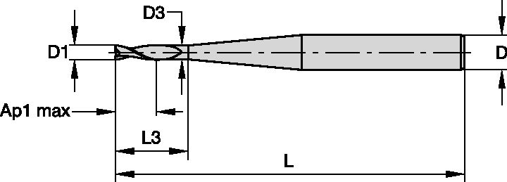 PINNFRÄS 1.8MM L3:9 CYL