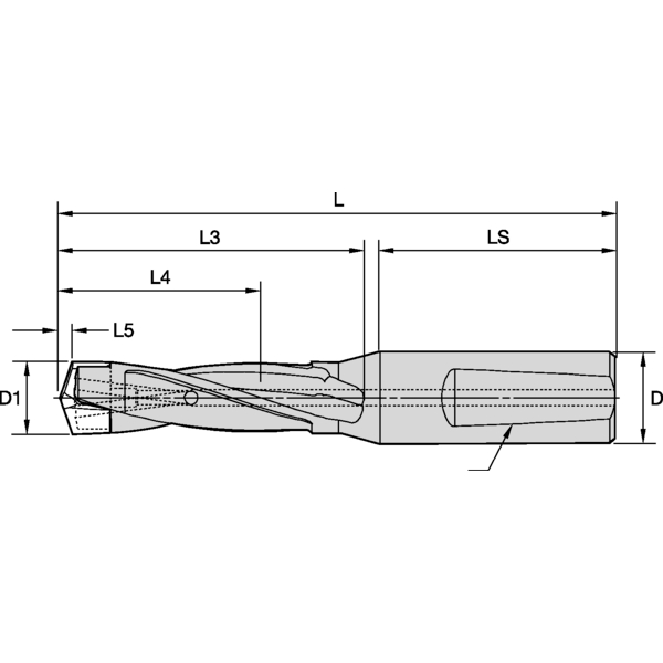 DRILLBODY. 5XD. DIAMETER=15.0