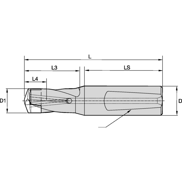 DRILL BODY. 1XD. DIAMETER=16.